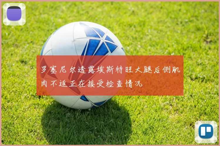 罗塞尼尔透露埃斯特旺大腿后侧肌肉不适正在接受检查情况